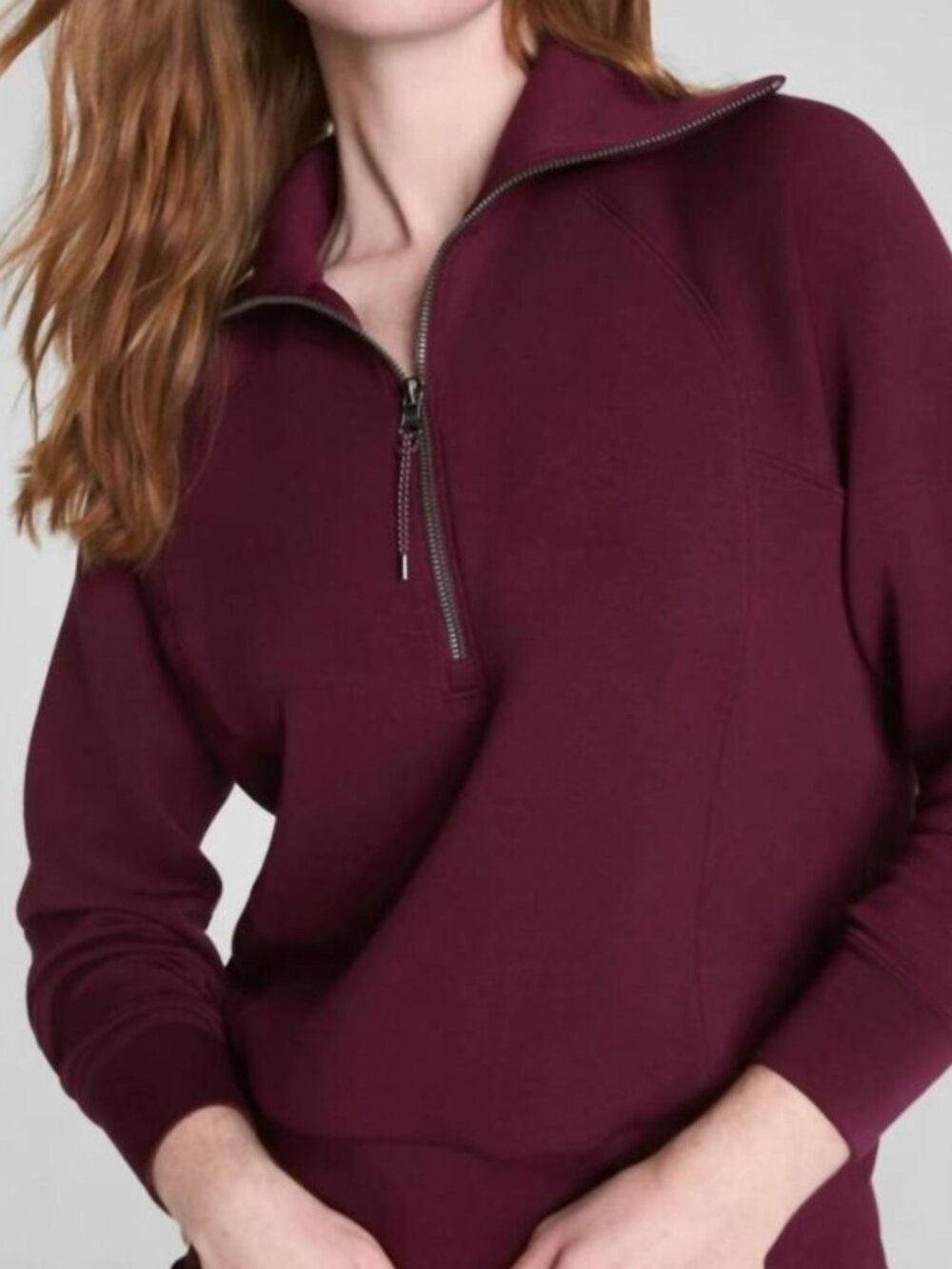 SPANX AirEssentials Half Zip 1X - Plum Berry